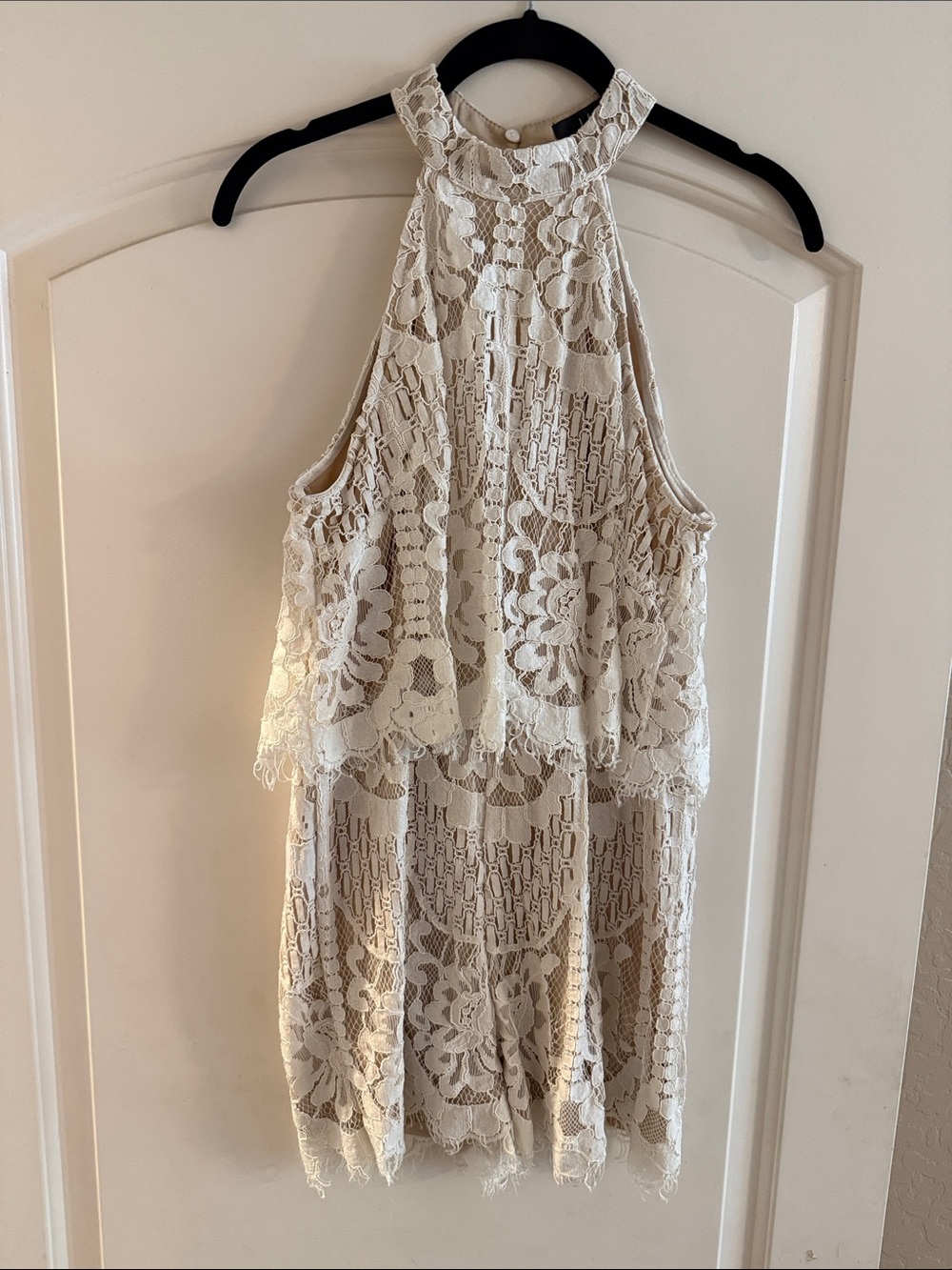 Women’s Cream Lace Halter romper